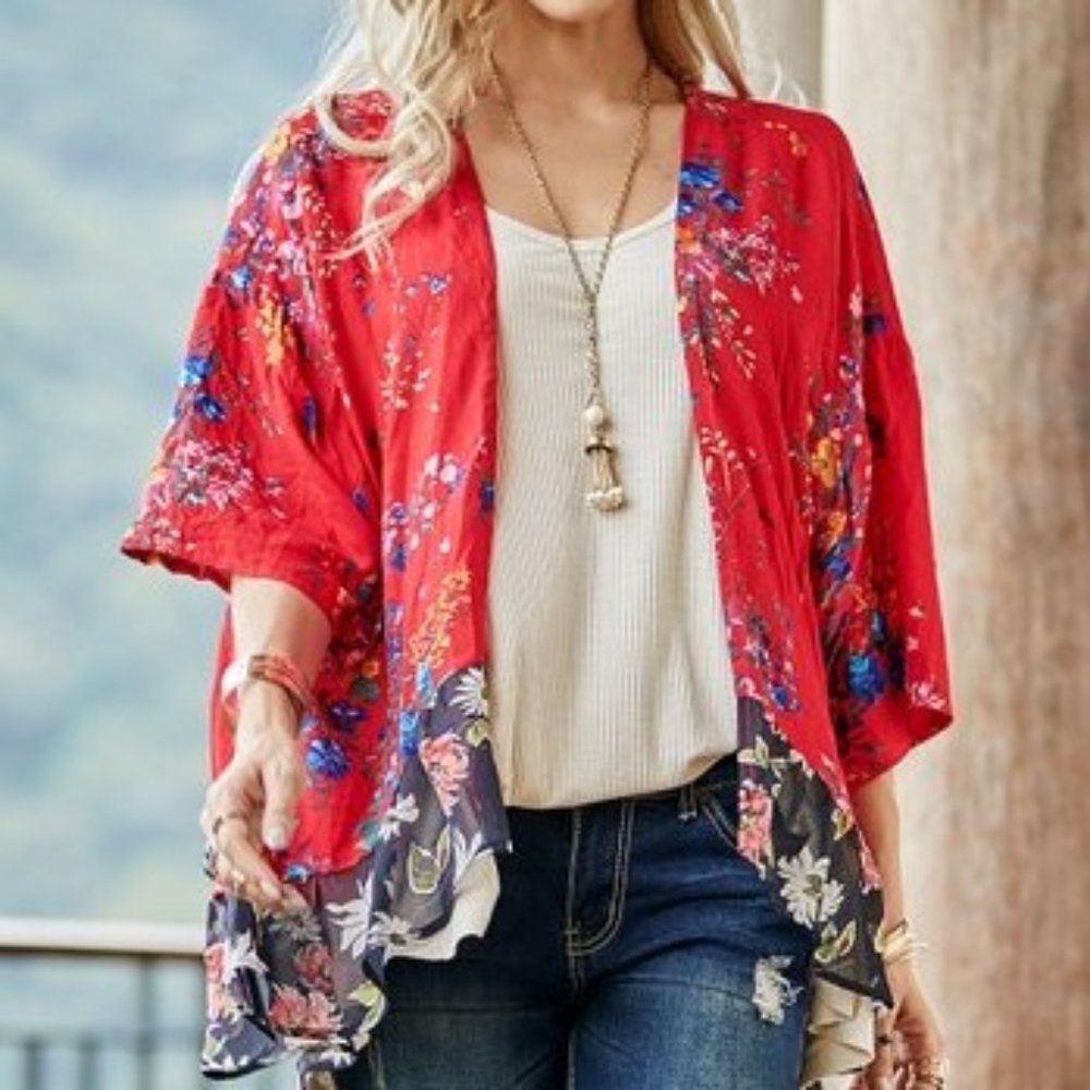 Boho Flower Power Retro Kimono